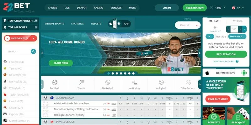 Website 3 in Fast payout — 22Bet